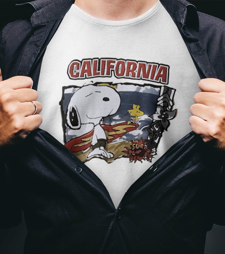 California Snoopy Woodstock Surf Sun Fun T-Shirt
