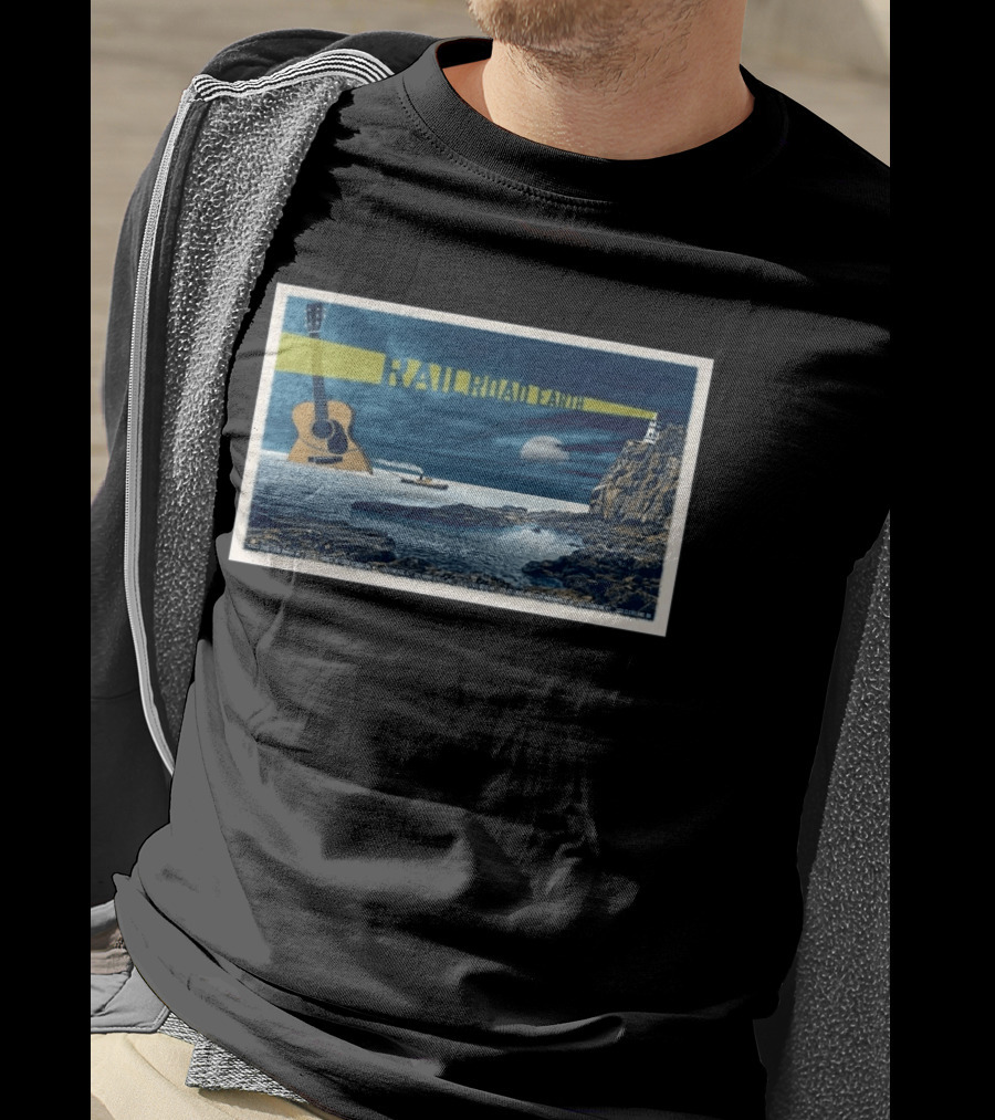 Railroad Earth March 10 2026 Tour Omaha NE Lighthouse Guitar Moonlit Ocean Scene T-Shirt