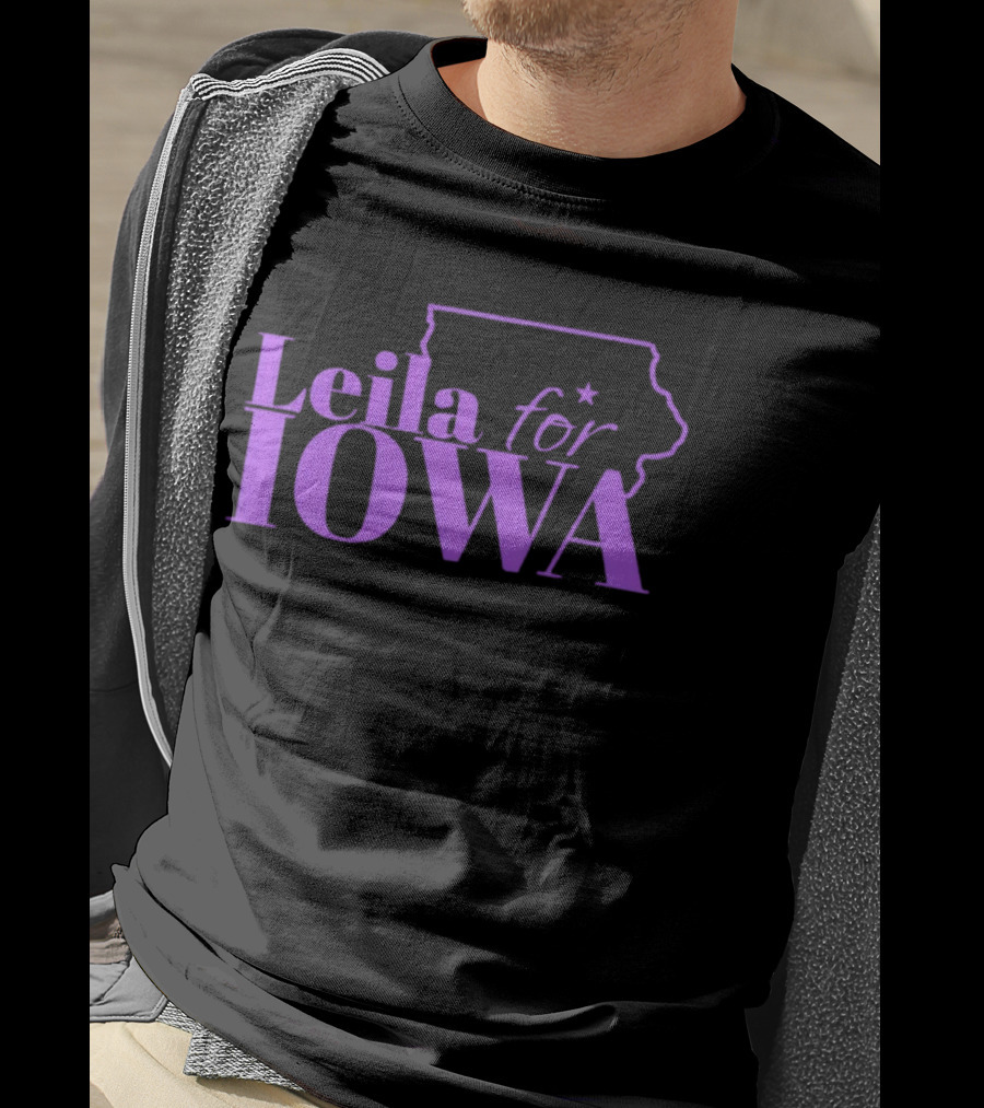 Leila For Iowa With Iowa State Outline And Star T-Shirt