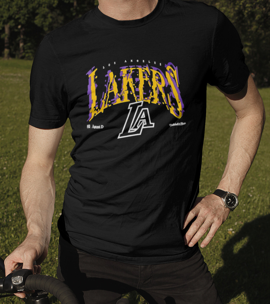 Los Angeles Lakers NBA Agust D Collaboration With Iconic Team Branding T-Shirt