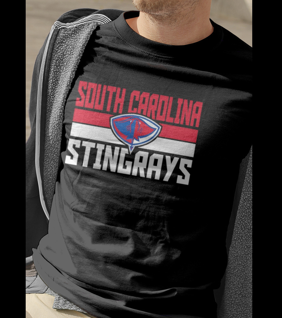 South Carolina Stingrays Hockey Team Logo Bold Red Blue White T-Shirt