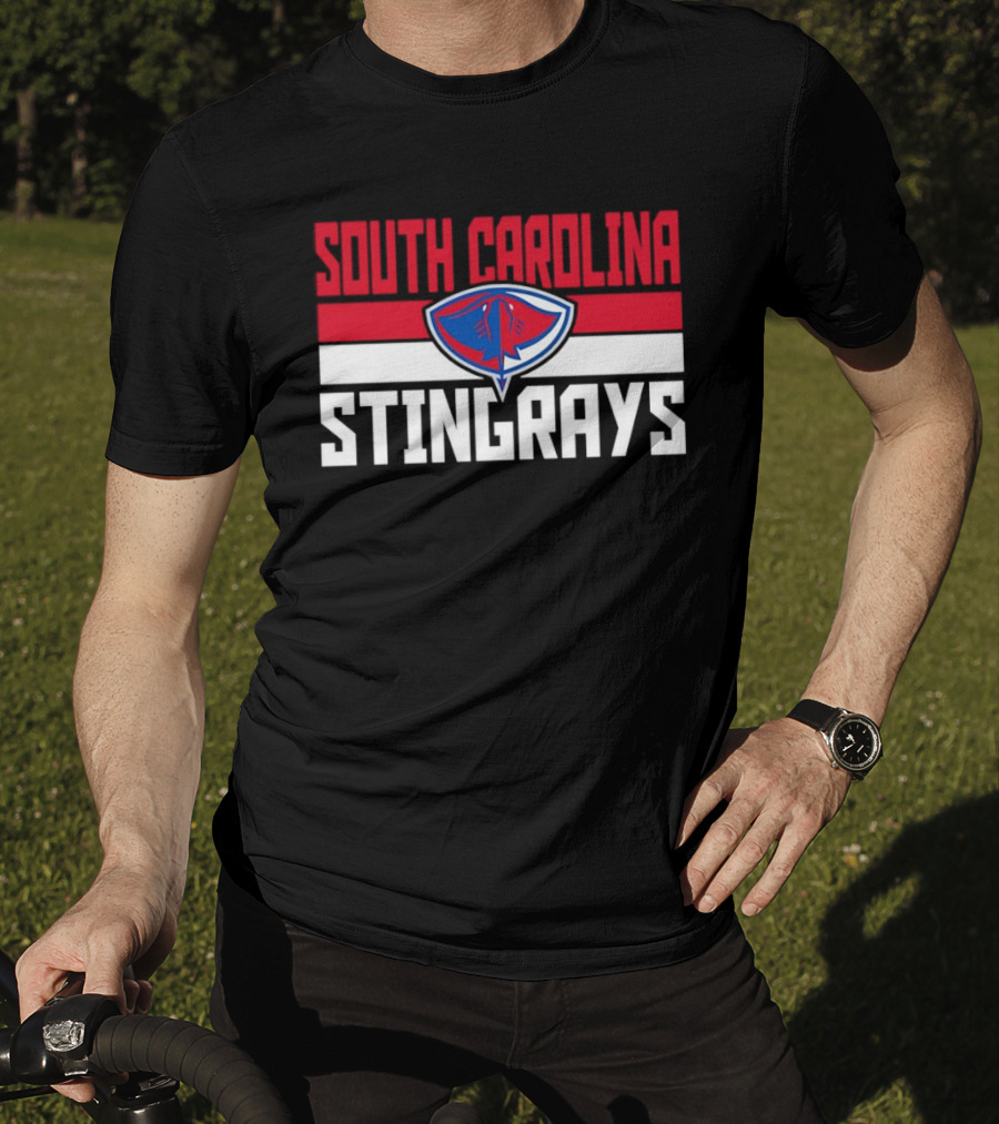 South Carolina Stingrays Hockey Team Logo Bold Red Blue White T-Shirt