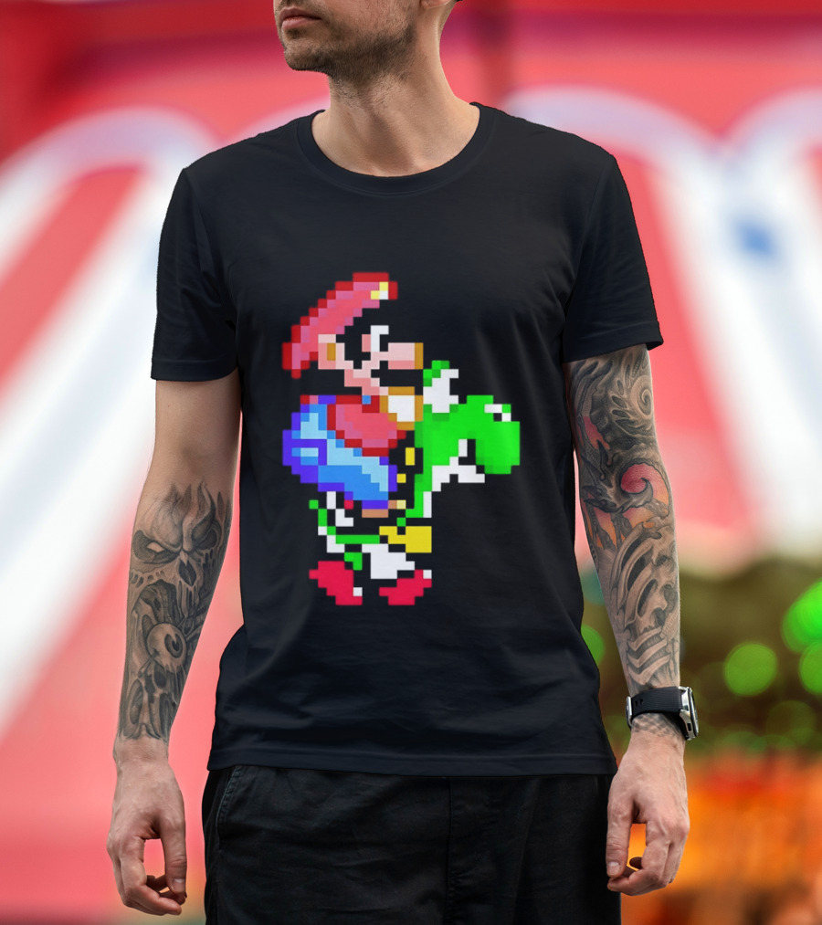 Mario And Yoshi Super Mario World Pixel T-Shirt