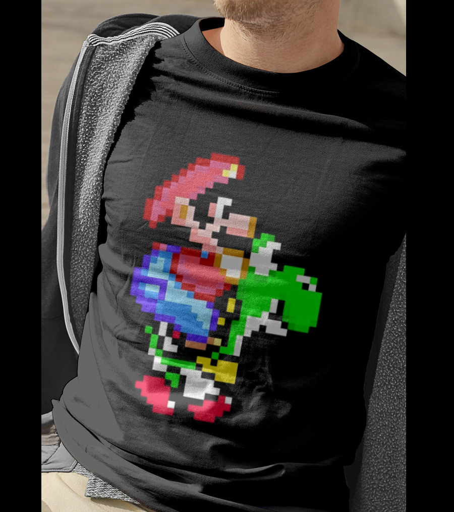 Mario And Yoshi Super Mario World Pixel T-Shirt