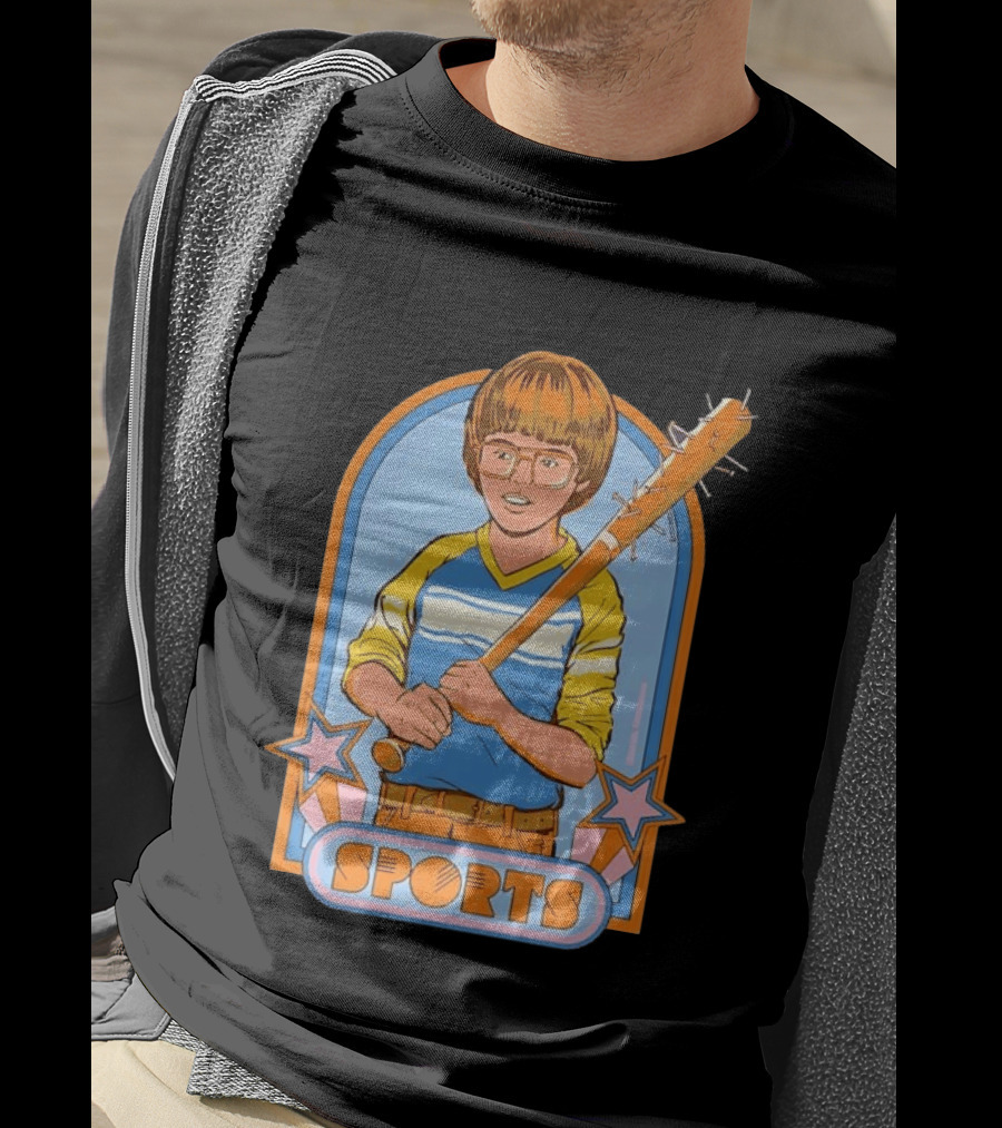 Steven Rhodes Retro Sports Baseball Bat Boy With Glasses T-Shirt
