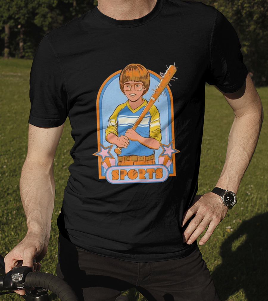 Steven Rhodes Retro Sports Baseball Bat Boy With Glasses T-Shirt