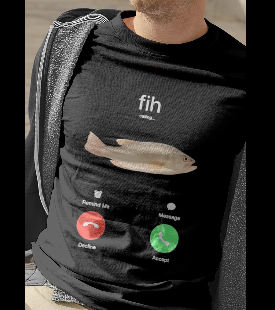 Fish Phone Call Funny User Interface Comedy T-Shirt