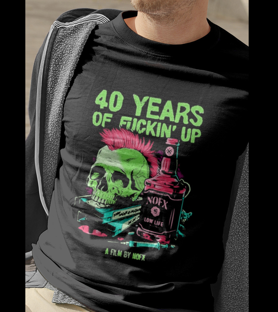 40 Years Of Fuckin' Up NOFX Bottle Skull A Film By NOFX T-Shirt
