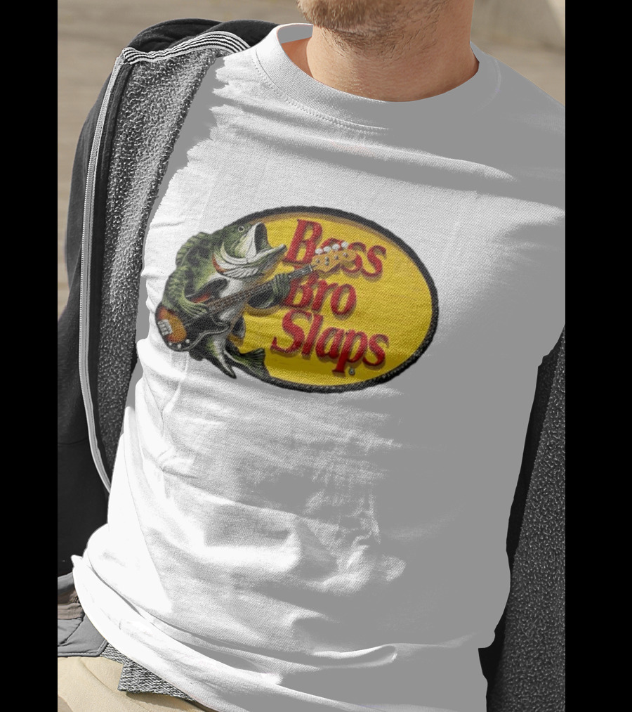 Bass Bro Slaps Fish Playing Electric Guitar T-Shirt