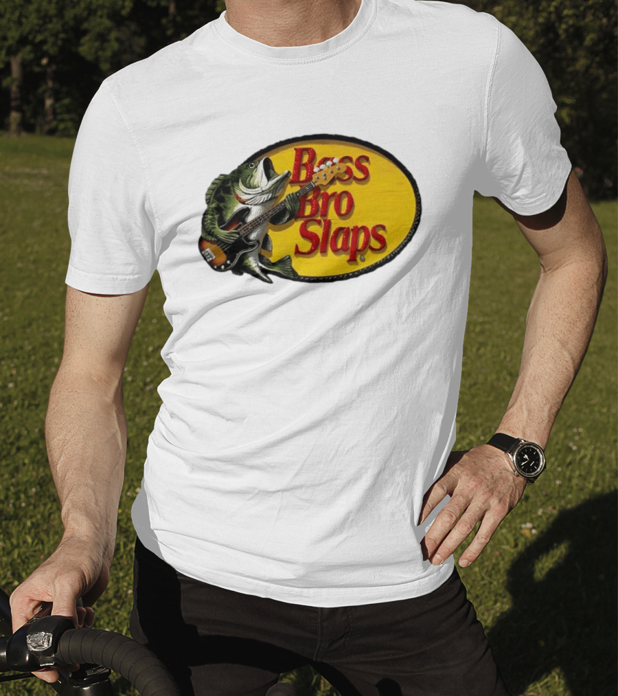 Bass Bro Slaps Fish Playing Electric Guitar T-Shirt