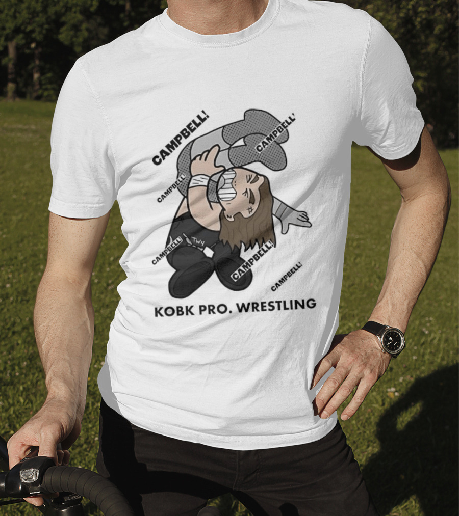 Campbell Kobk Pro Wrestling Black Gloved Wrestler Pinning Move T-Shirt