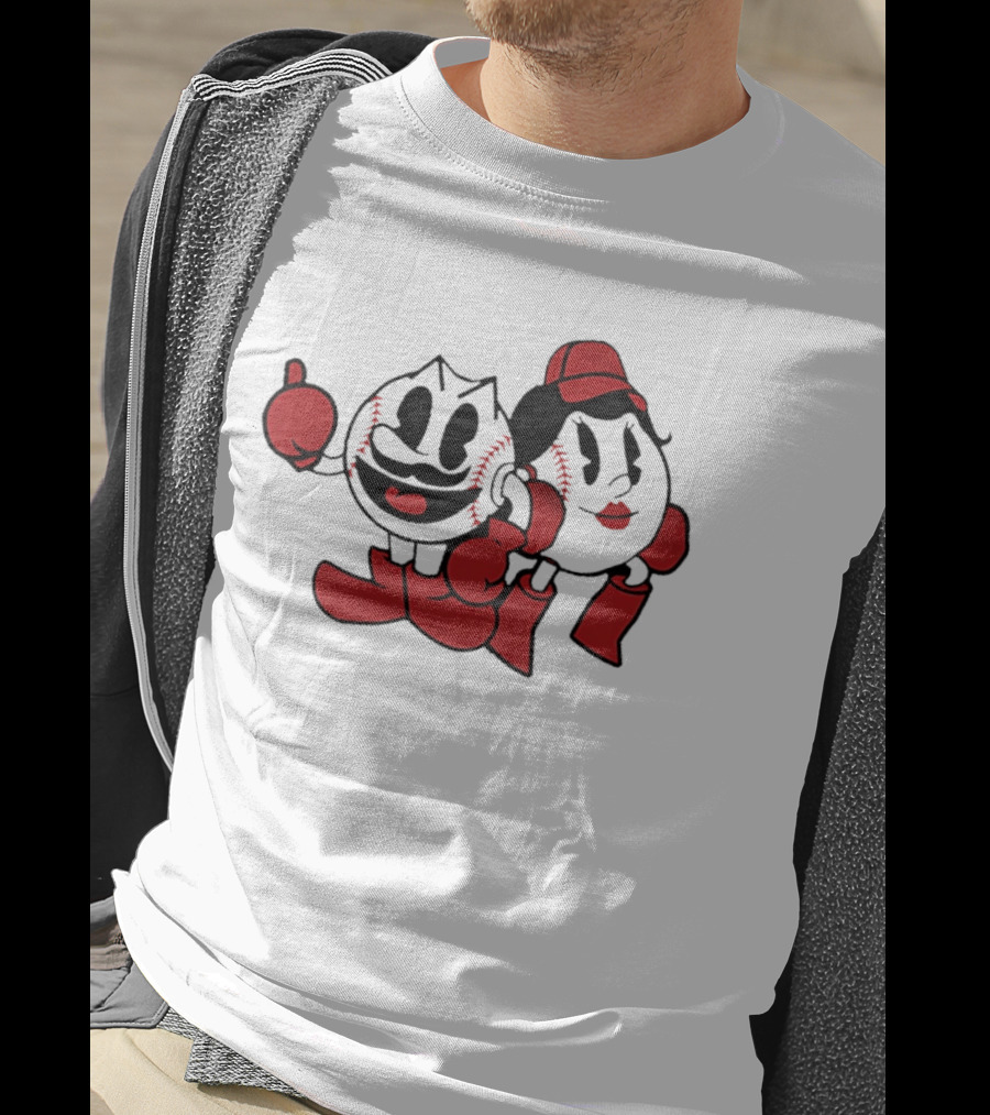 Cincinnati Reds Mr And Ms Baseball Cartoon T-Shirt