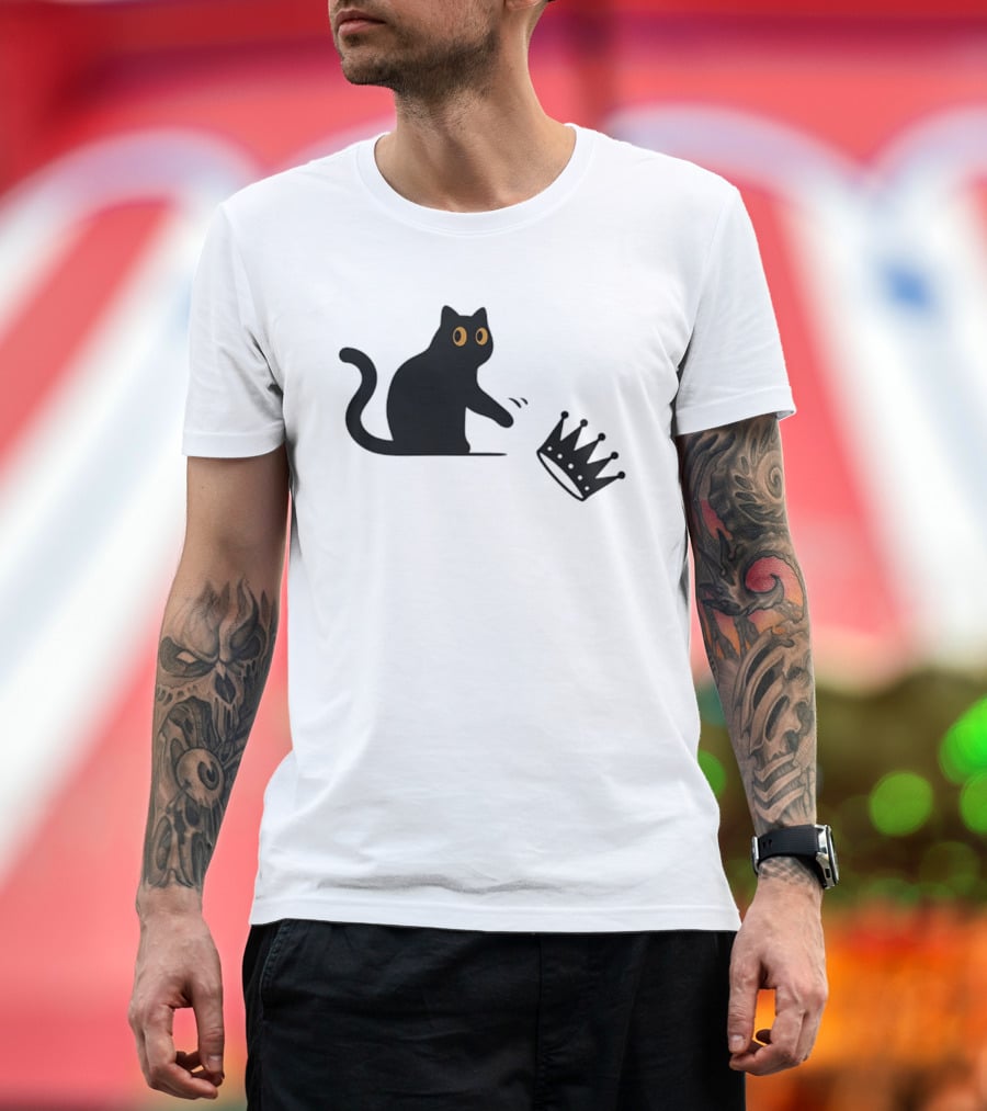 No Kings Cat 2026 Meme Black Cat And Crown T-Shirt