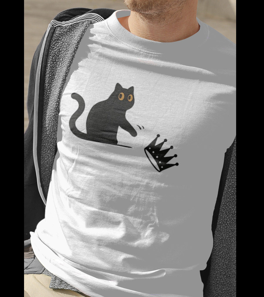 No Kings Cat 2026 Meme Black Cat And Crown T-Shirt
