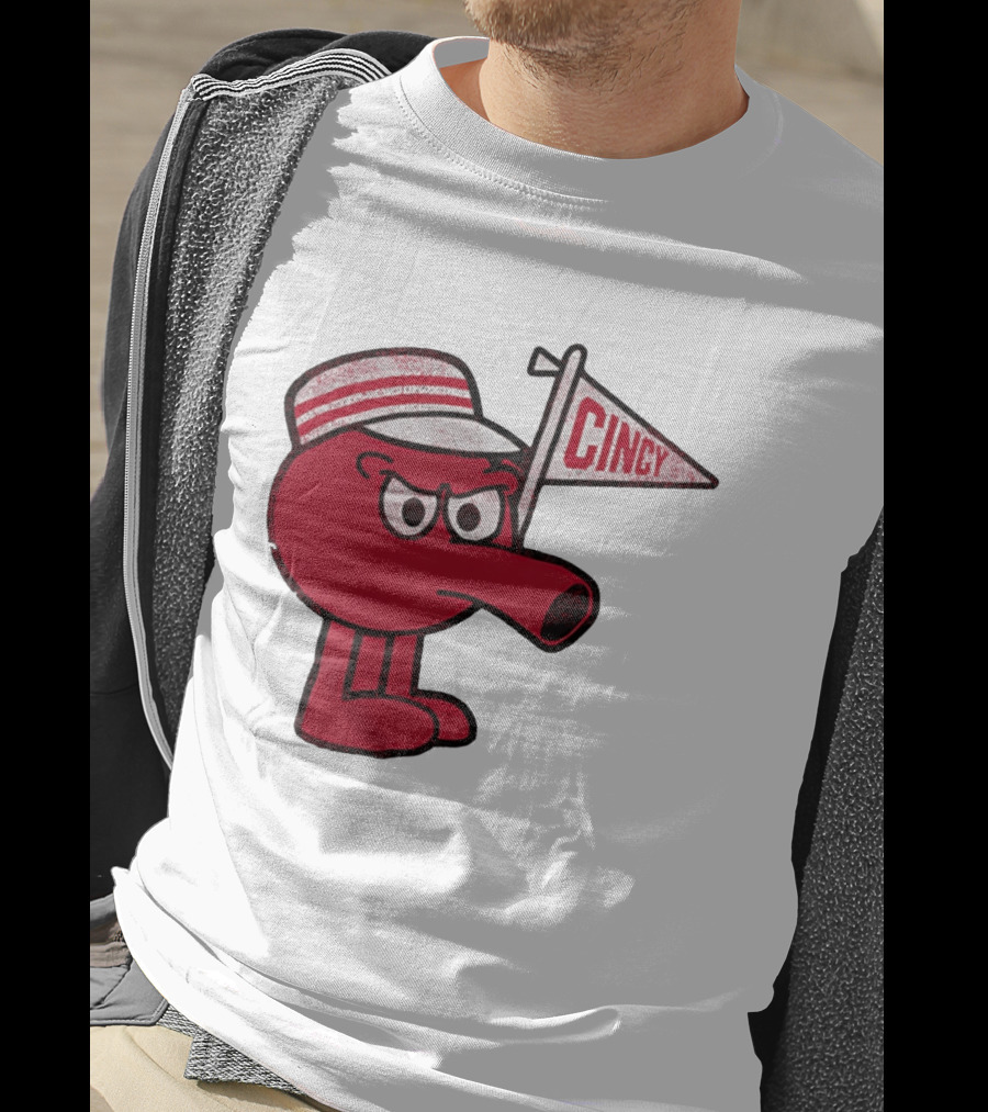 Redbert Cincinnati Reds Queen City Cincy Flag 8 Bit T-Shirt