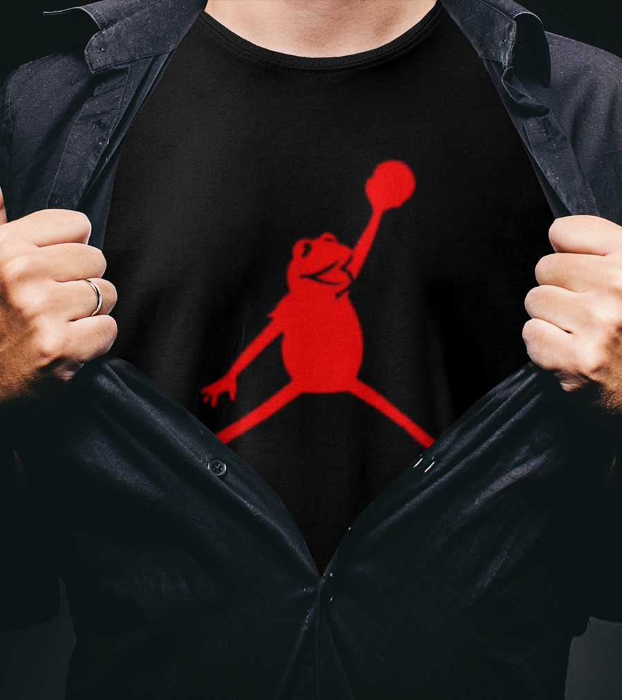 Jordan Frogs Jump Dunkman Kermit Parody Red T-Shirt