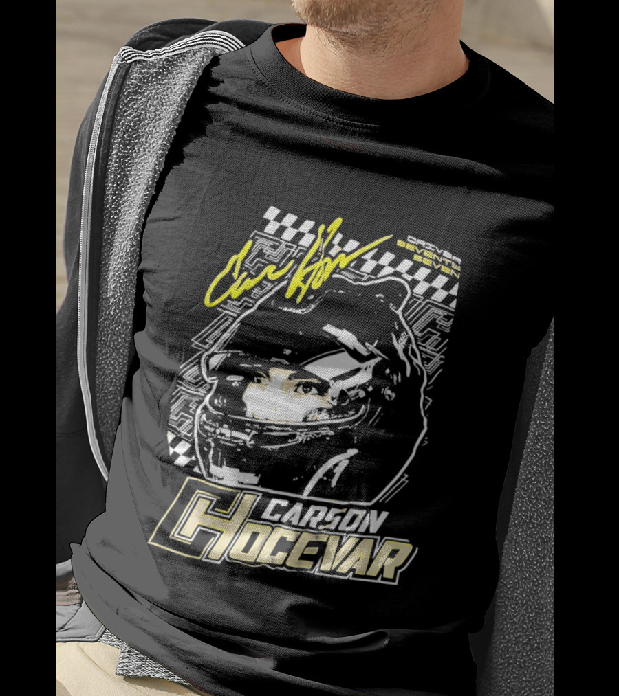 Carson Hocevar Signature Racing Helmet Image Checkered Flag Spire Motorsports 77 T-Shirt