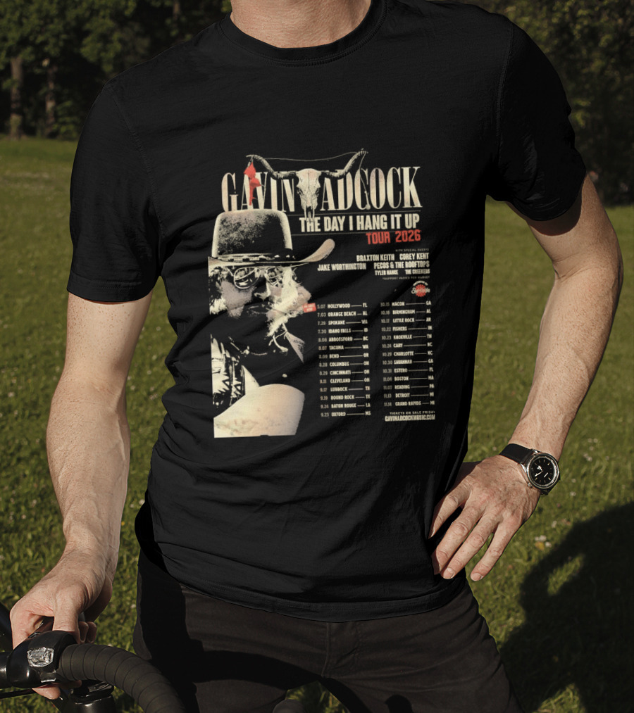 Gavin Adcock Tour Dates 2026 The Day I Hang It Up Cowboy Hat And Bull Skull T-Shirt