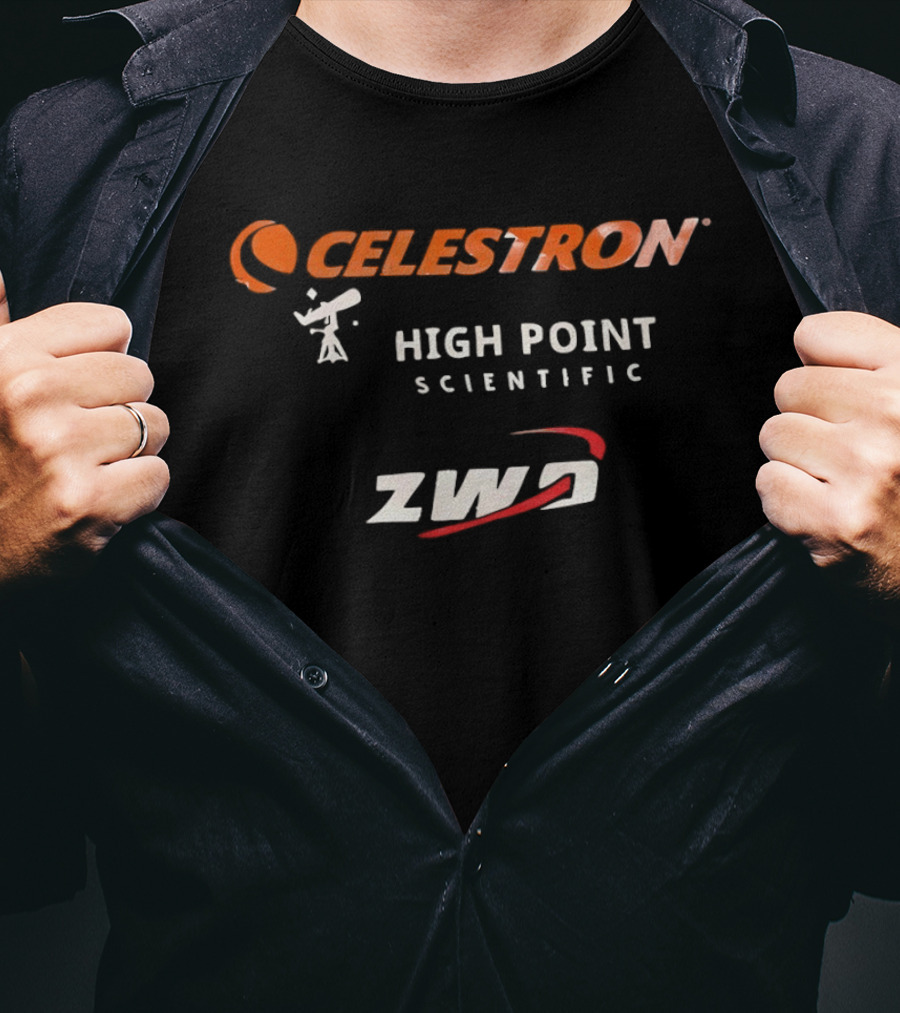 Celestron High Point Scientific ZWO Astronomy Equipment Collaboration T-Shirt