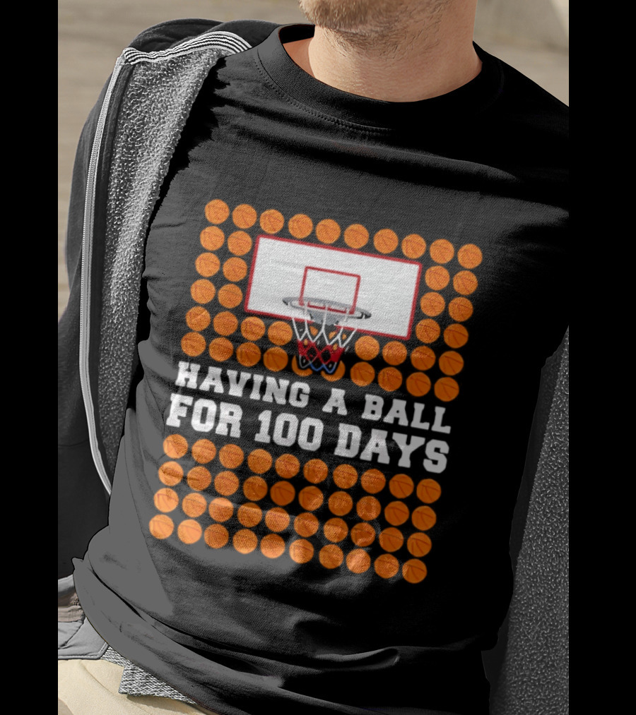 100 Days Of School Basketball Fun 100th Day Balls T-Shirt