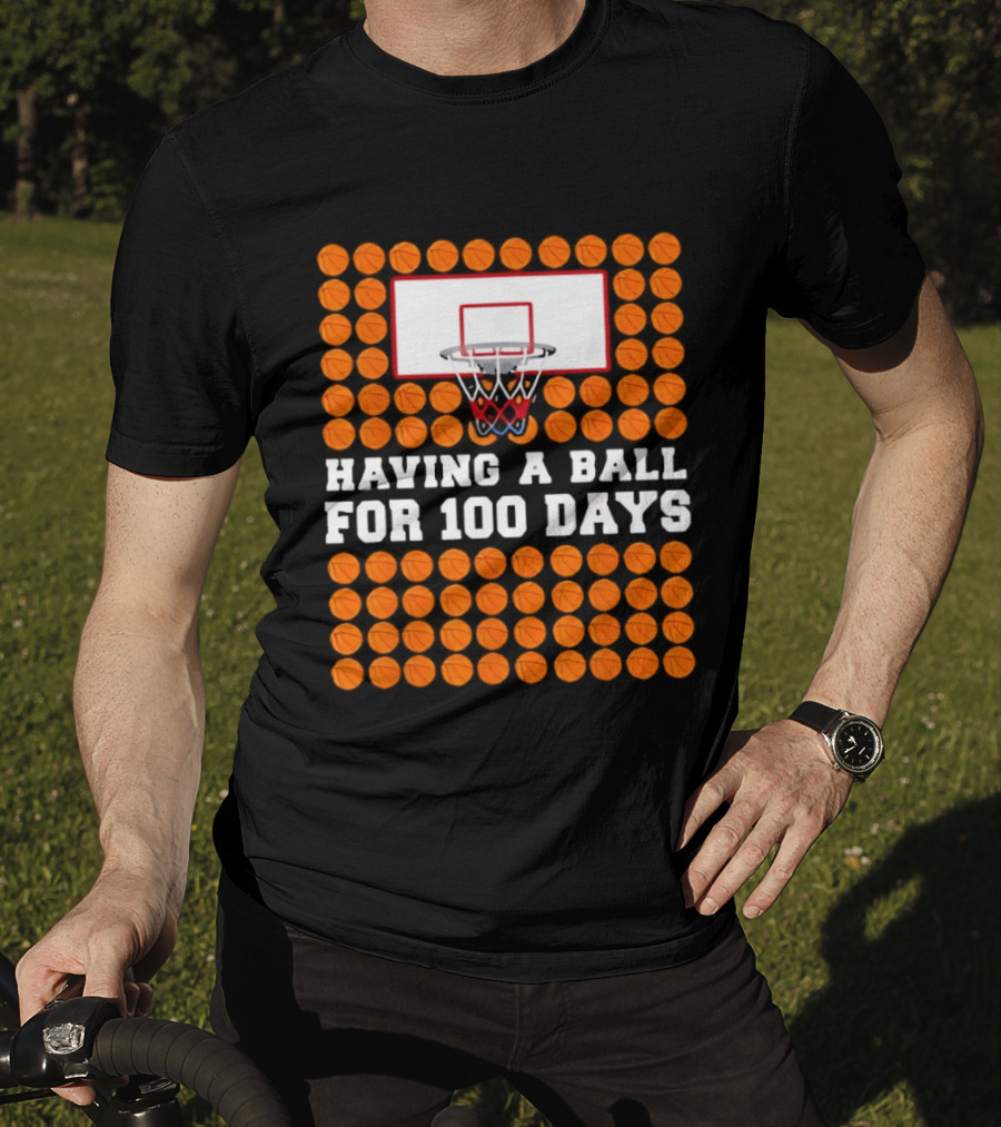 100 Days Of School Basketball Fun 100th Day Balls T-Shirt