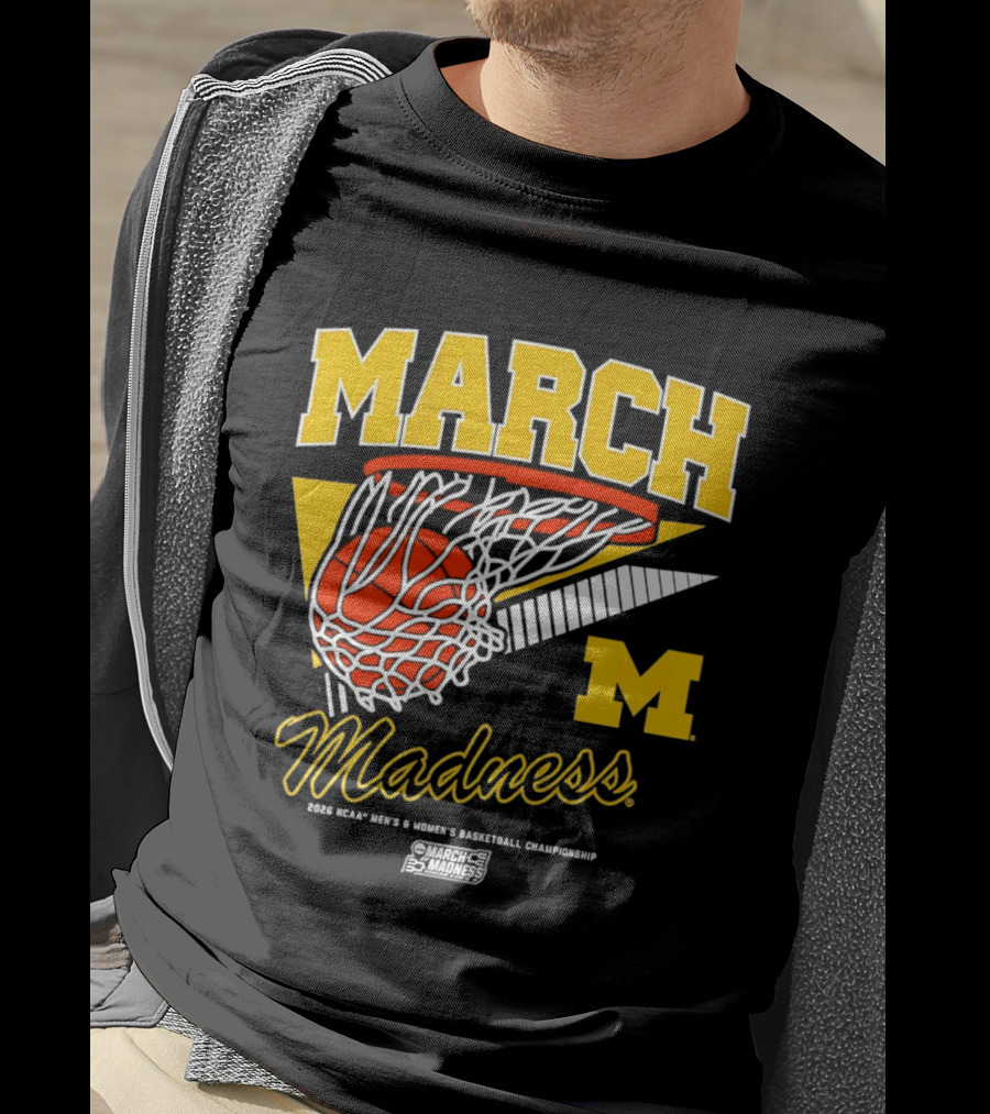 Michigan Wolverines March Madness MBB & WBB 2026 Basketball Championship Swish T-Shirt