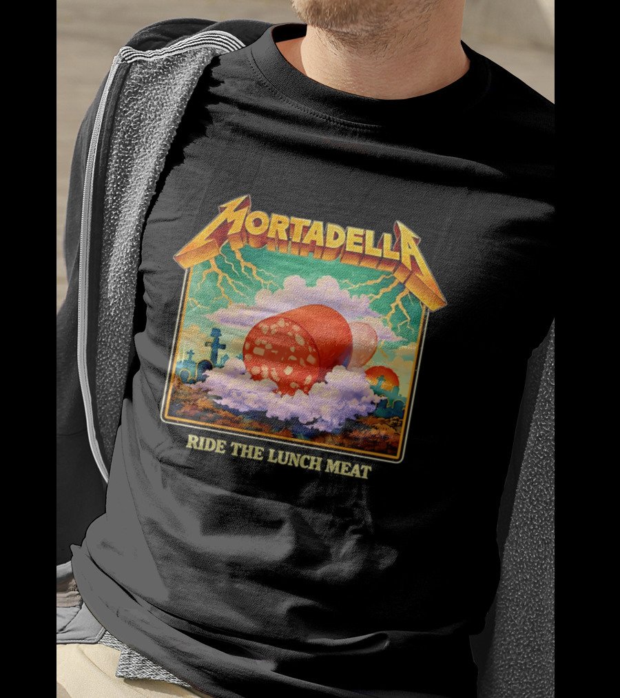 Mortadella Ride The Lunch Meat Clouds And Lightning Adventure T-Shirt