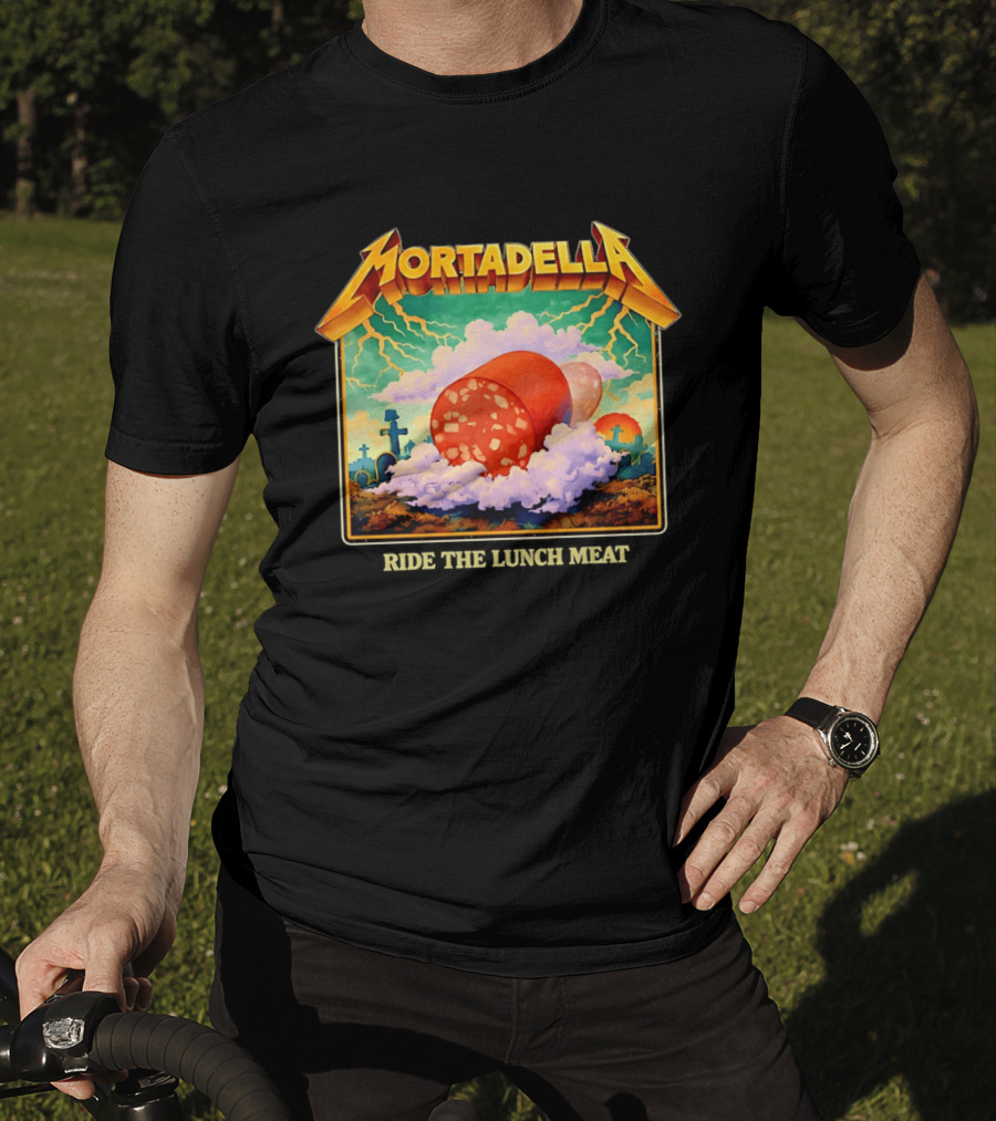 Mortadella Ride The Lunch Meat Clouds And Lightning Adventure T-Shirt