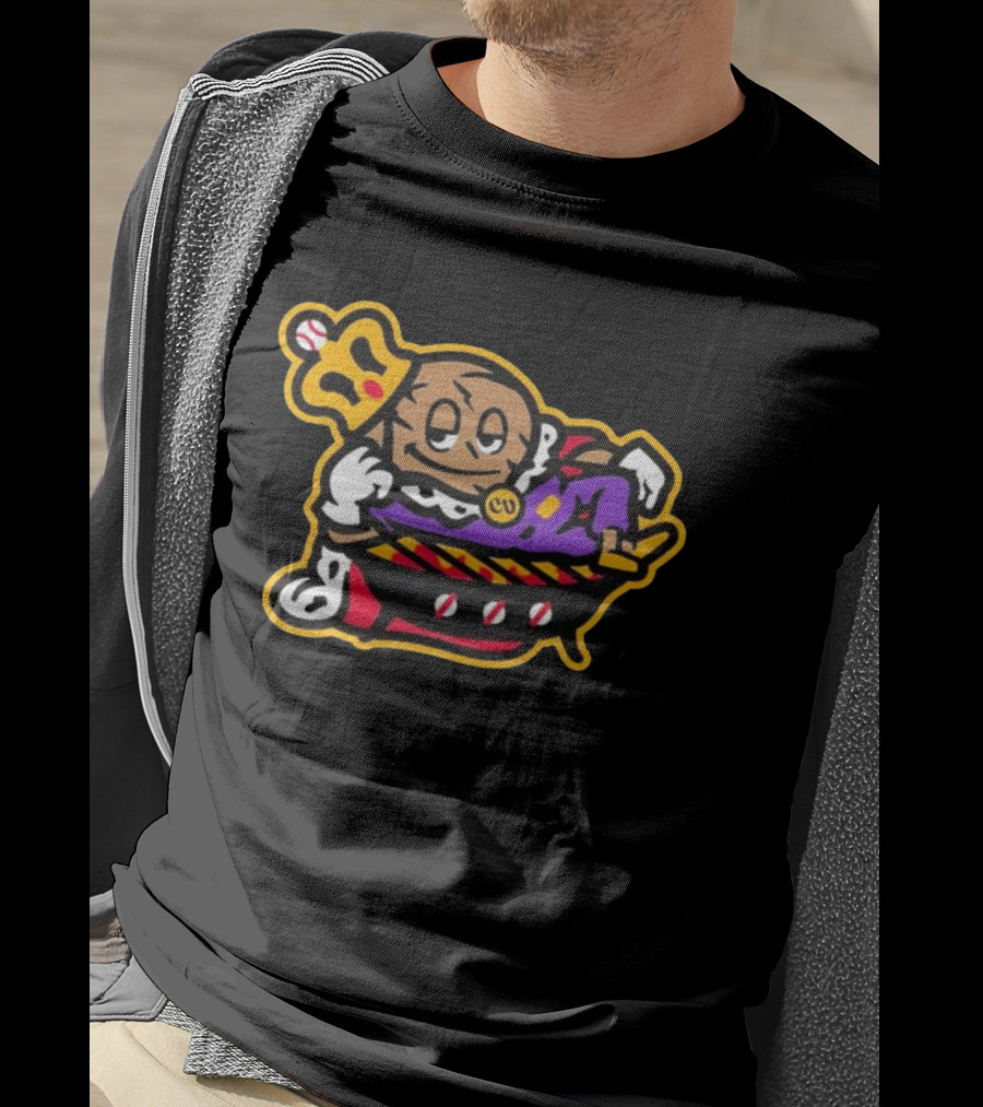 Visalia Central Valley Sir Loins Baseball King Character In Purple Robe And Crown T-Shirt