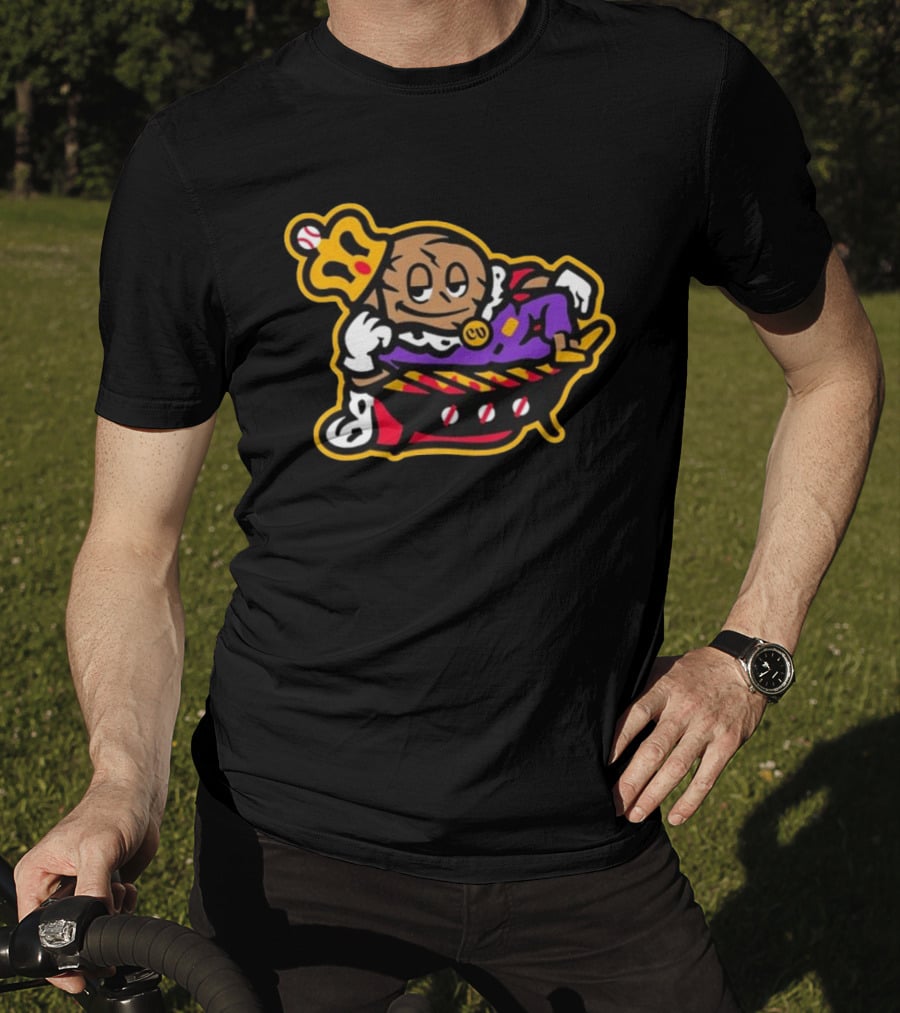 Visalia Central Valley Sir Loins Baseball King Character In Purple Robe And Crown T-Shirt