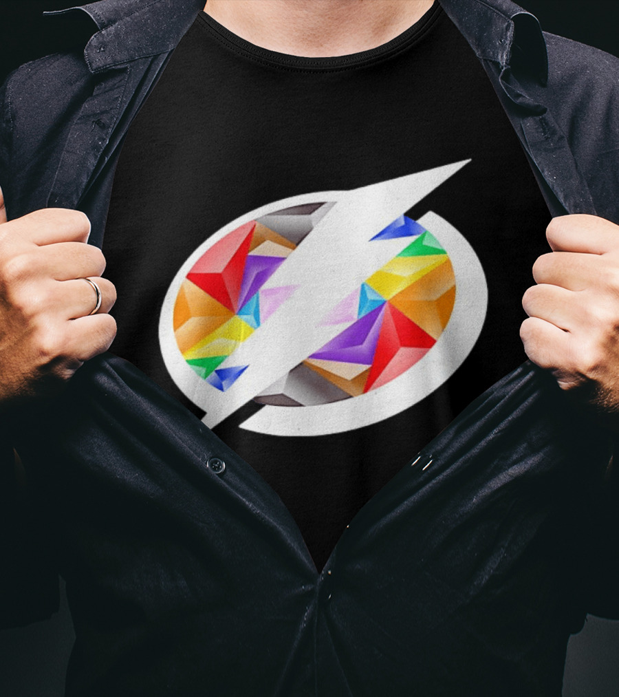 Tampa Bay Lightning Rainbow Pride Lightning Bolt T-Shirt