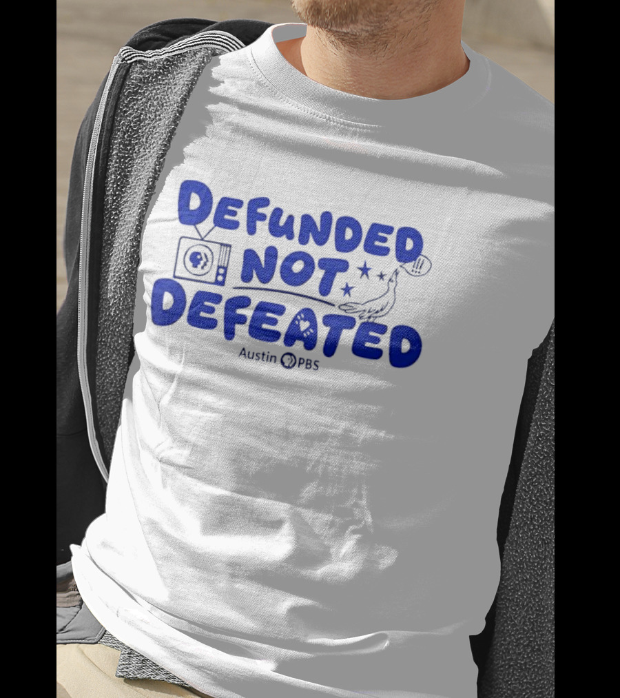 Defunded Not Defeated Austin PBS Vintage Television And Bird T-Shirt