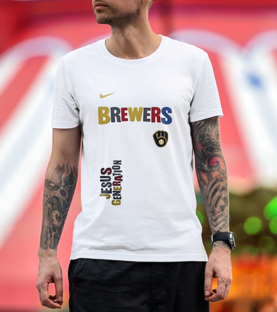 Nike Brewers Jesus Generation Tour Milwaukee Baseball T-Shirt