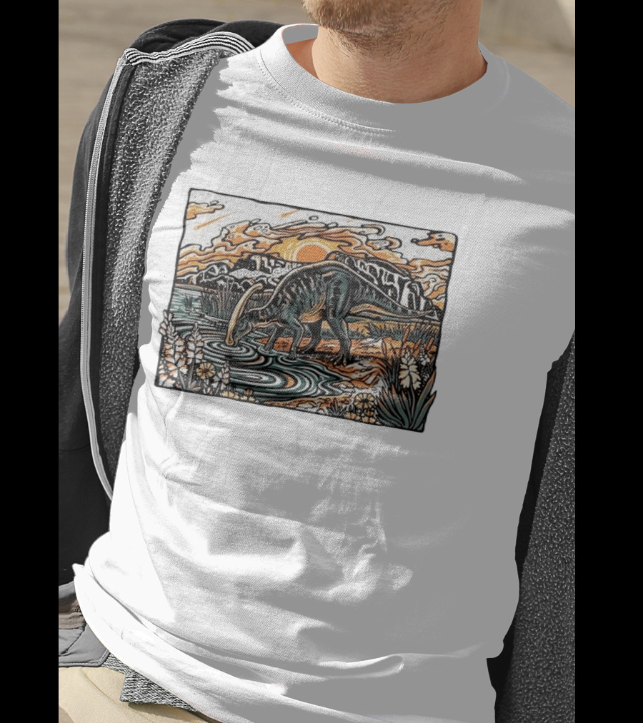 Parasaurolophus Dream In Cretaceous Landscape T-Shirt