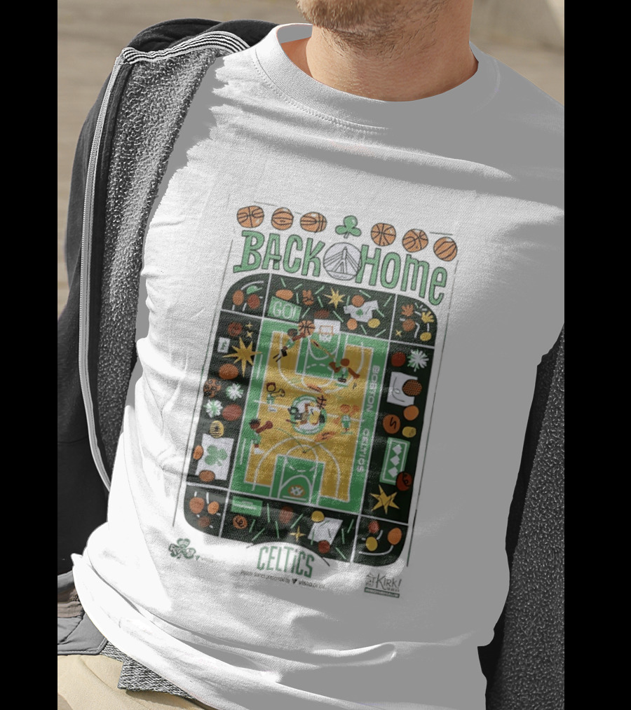 Back Home Boston Celtics Basketball Court With Go Team Spirit T-Shirt