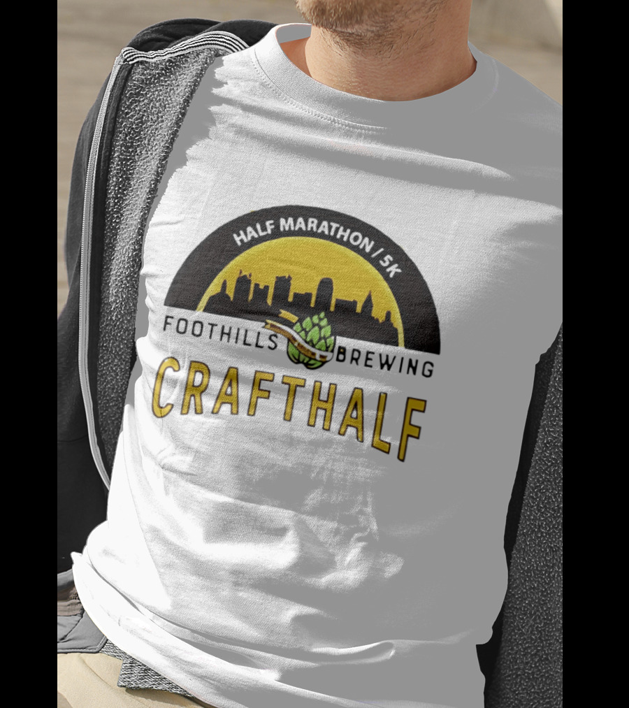 Foothills Brewing CrafHalf Half Marathon 5K City Skyline T-Shirt