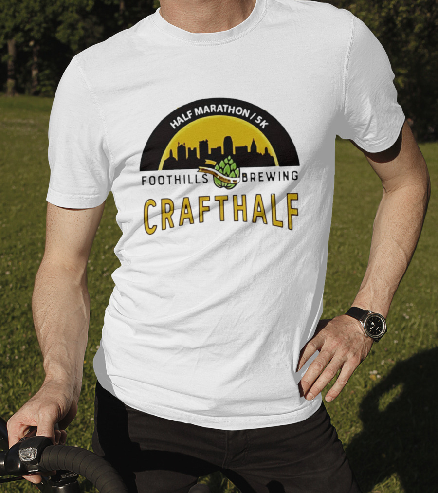 Foothills Brewing CrafHalf Half Marathon 5K City Skyline T-Shirt