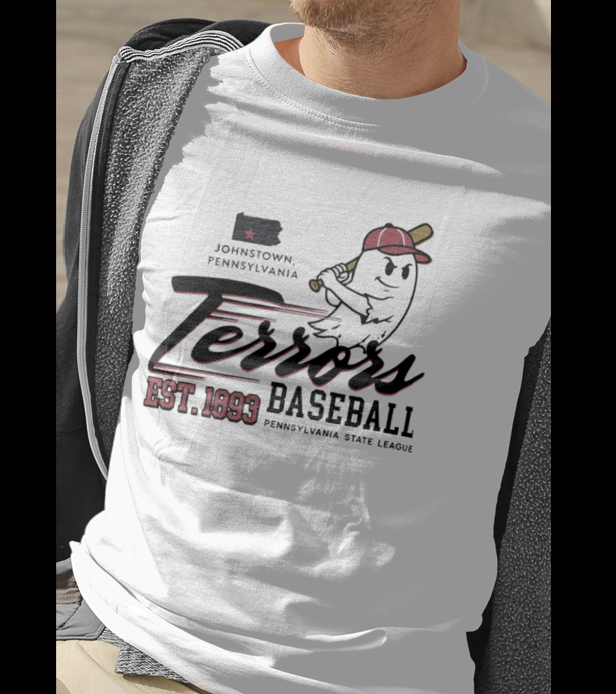 Johnstown Terrors Baseball Pennsylvania State League Est 1893 Ghost T-Shirt