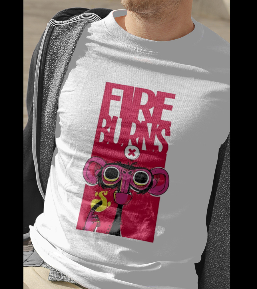 FIre Burns Monkey With Burning Hand T-Shirt