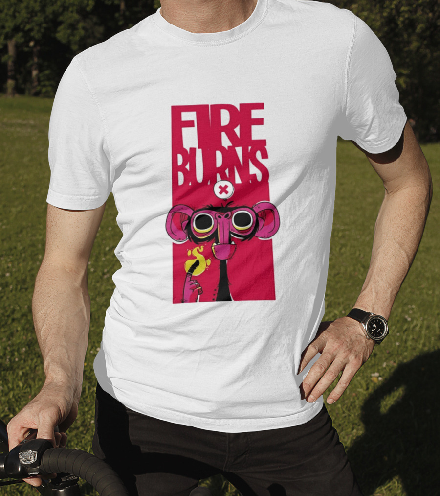 FIre Burns Monkey With Burning Hand T-Shirt