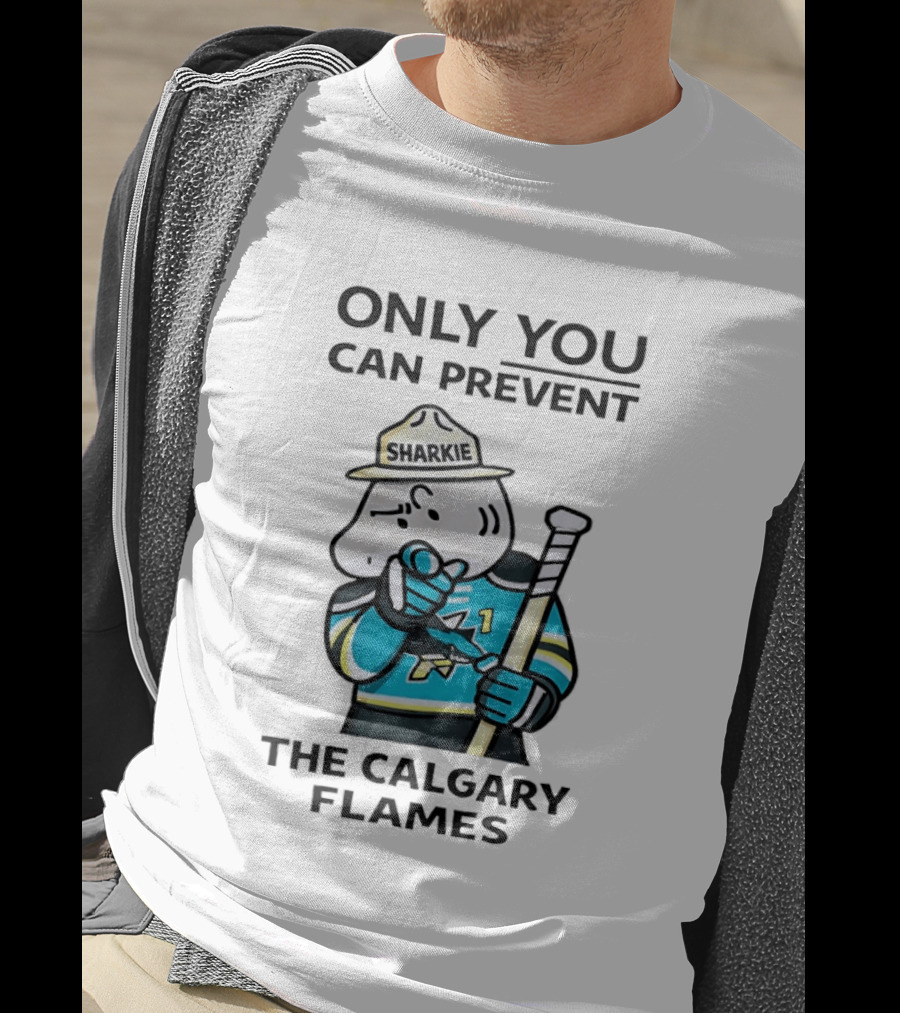San Jose Sharks Sharkie Only You Can Prevent The Calgary Flames T-Shirt