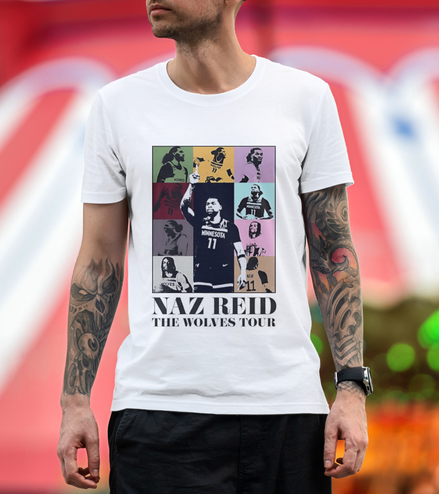 Minnesota Timberwolves Naz Reid Wolves Tour Montage T-Shirt