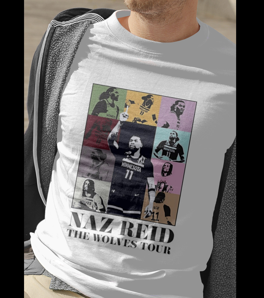 Minnesota Timberwolves Naz Reid Wolves Tour Montage T-Shirt