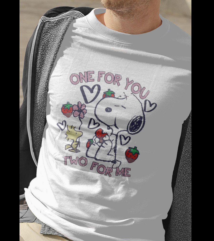 Snoopy Woodstock Strawberry Hearts One For You Two For Me T-Shirt