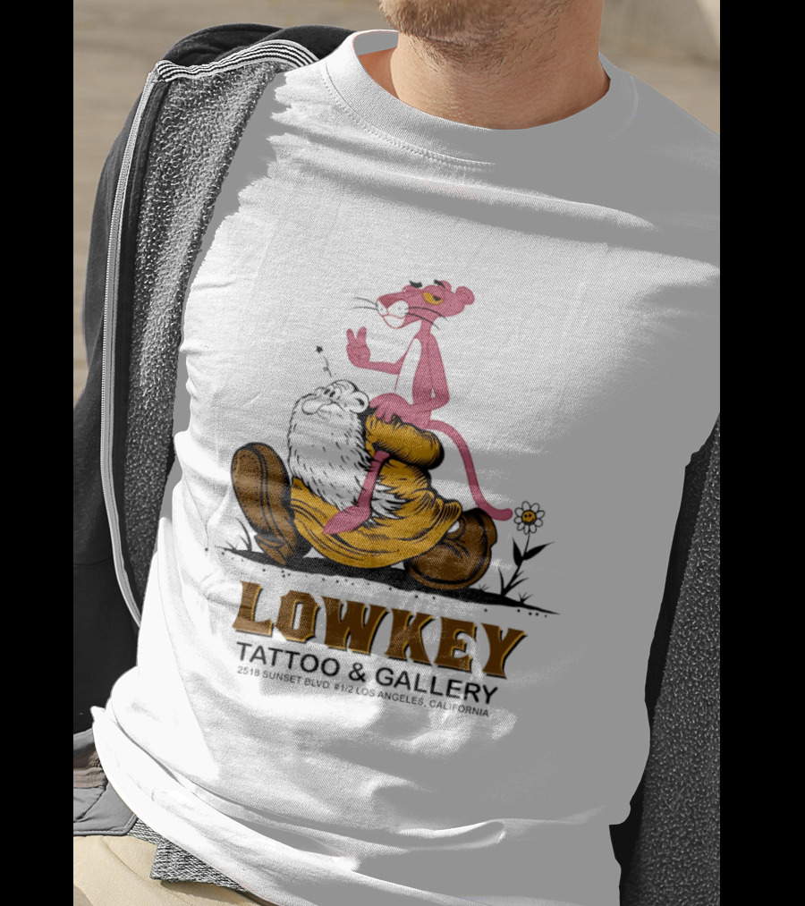 Pink Panther Lowkey Tattoo Gallery 2516 Sunset Blvd Los Angeles California T-Shirt