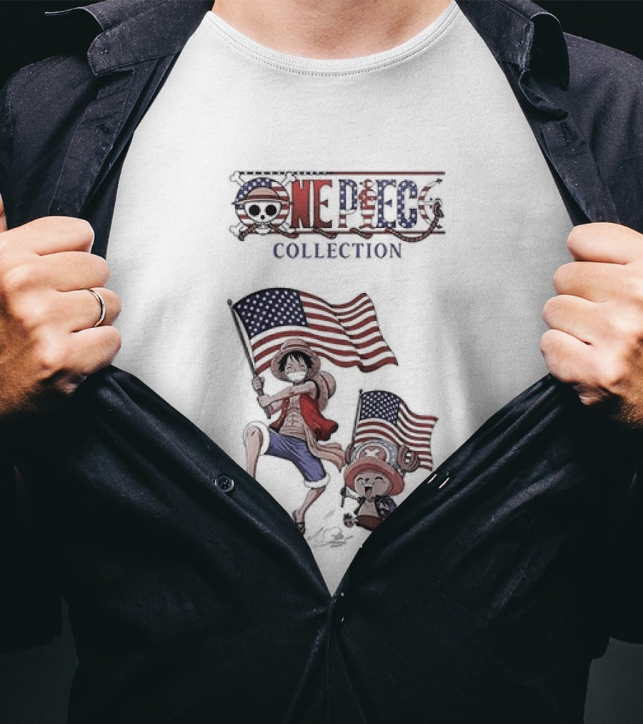 One Piece Collection United States Of America 250th Anniversary Flags T-Shirt