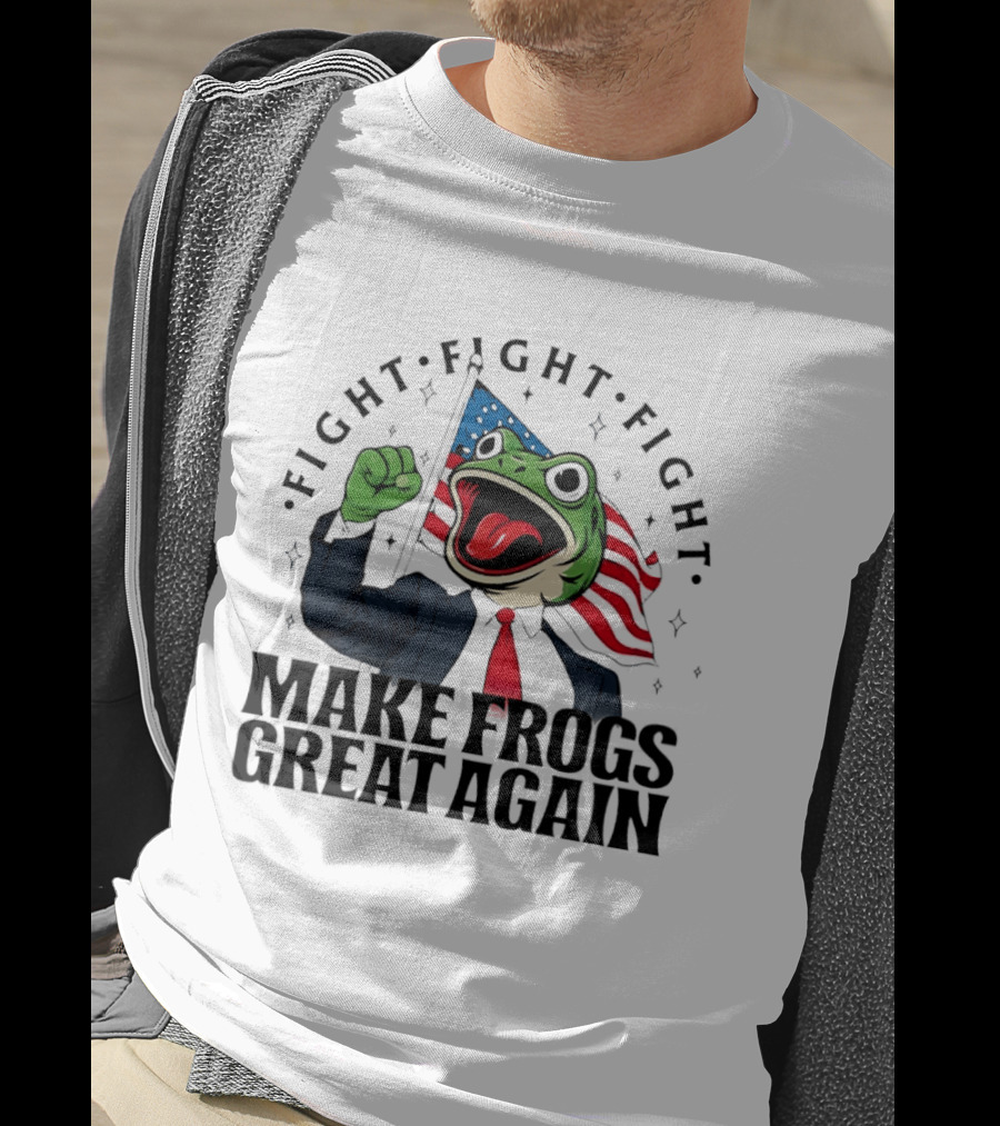 Fight Fight Fight Pepe Suit Make Frogs Great Again USA Flag T-Shirt