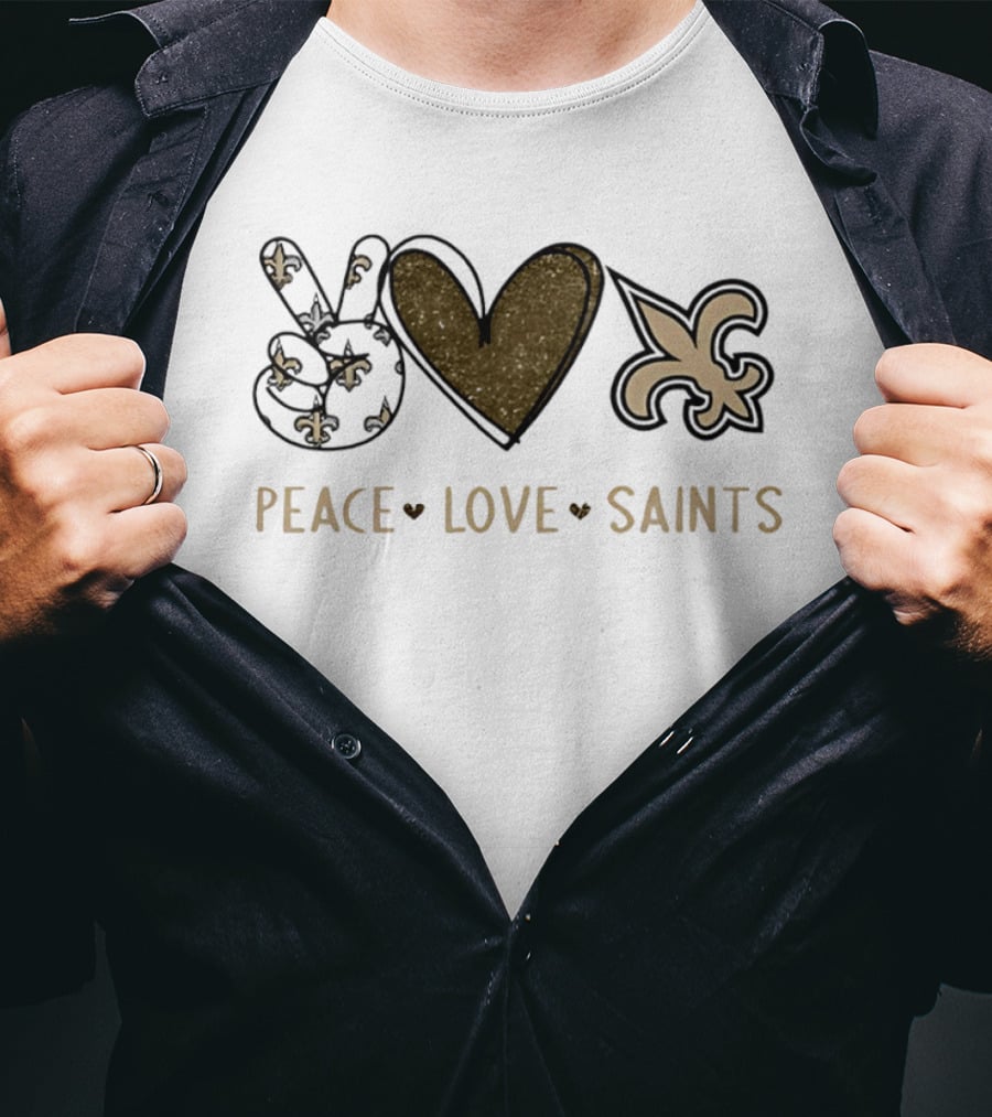 Peace Love Saints Fleur De Lis Symbol New Orleans Saints Football Team T-Shirt