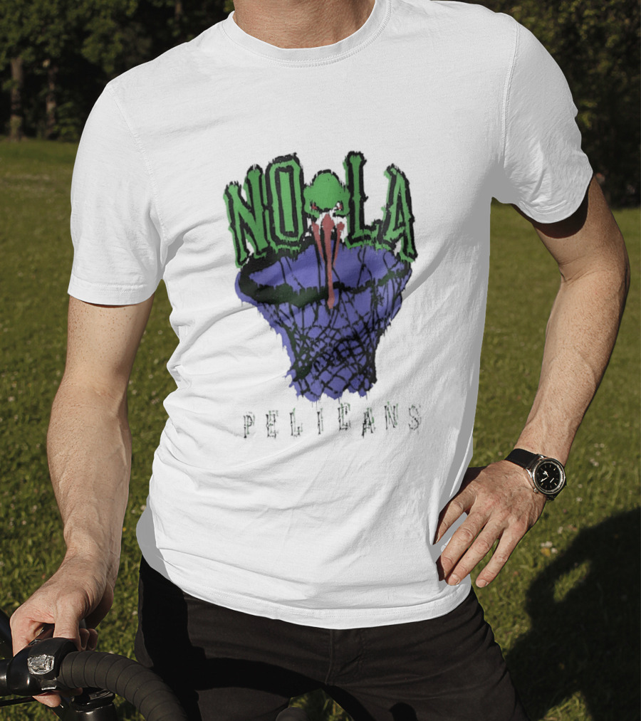 NOLA New Orleans Pelicans Basketball Hoop T-Shirt