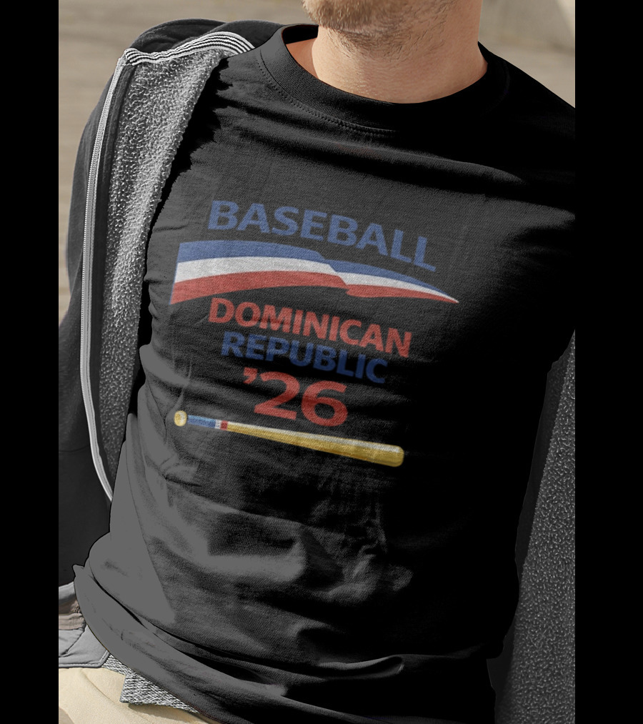 Dominican Republic Baseball 2026 Flag And Bat T-Shirt